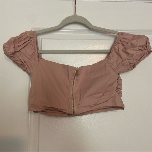 Oh Polly Off The Shoulder Crop Top - Pink - Picture 4 of 4